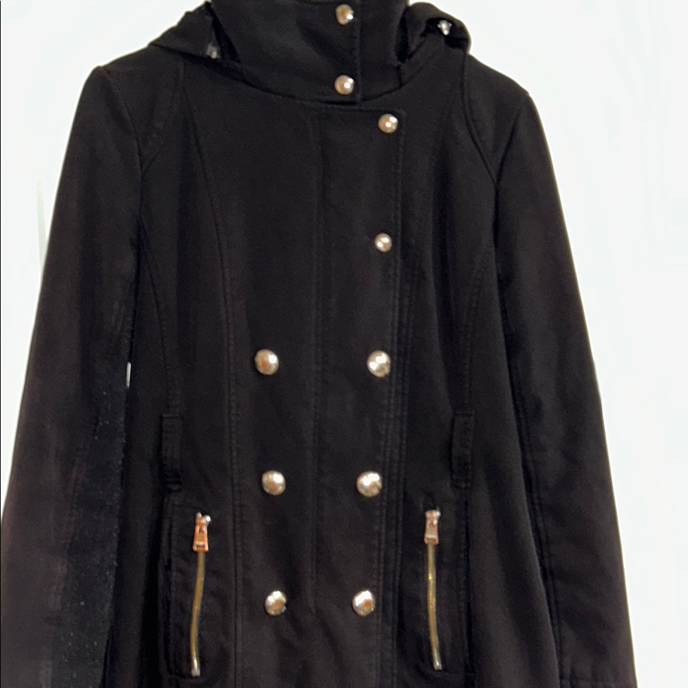 Calvin Klein Black Trench Coat Double-Breasted